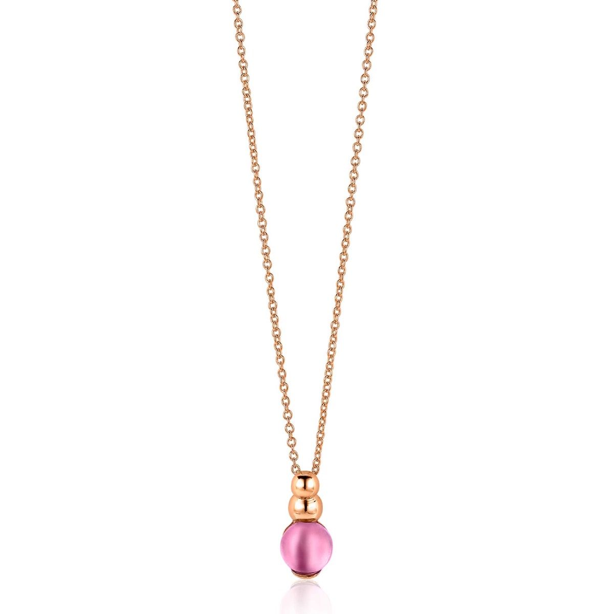 ZINZI Rose Gold Plated Sterling Silver Round Pendant Pink 17mm ZIH1112R