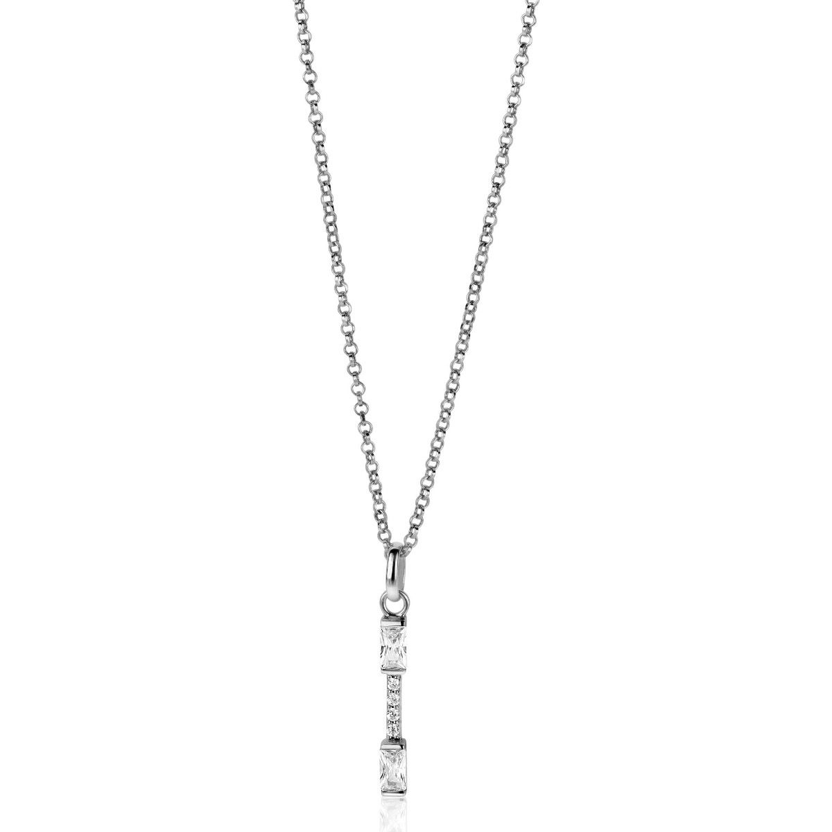 28mm ZINZI Sterling Silver Pendant Bar White Zirconias ZIH2077