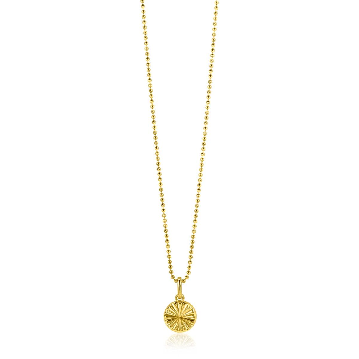 10mm ZINZI Gold Plated Sterling Silver Pendant Coin with Sunbeams ZIH2296S (excl. necklace)