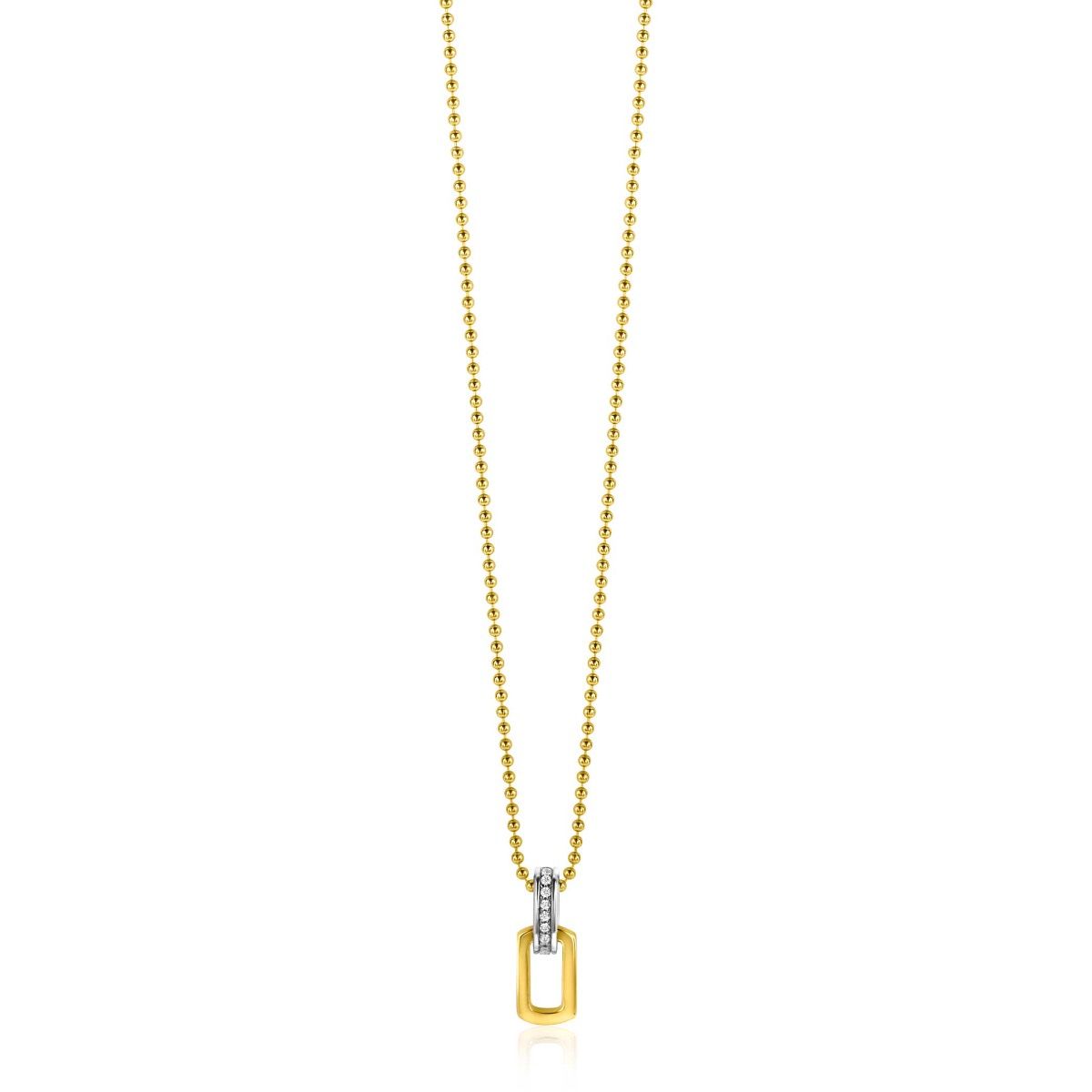 16mm ZINZI Gold Plated Sterling Silver Oval Pendant Luxurious Bail Set with White Zirconias ZIH2297 (excl. necklace)
