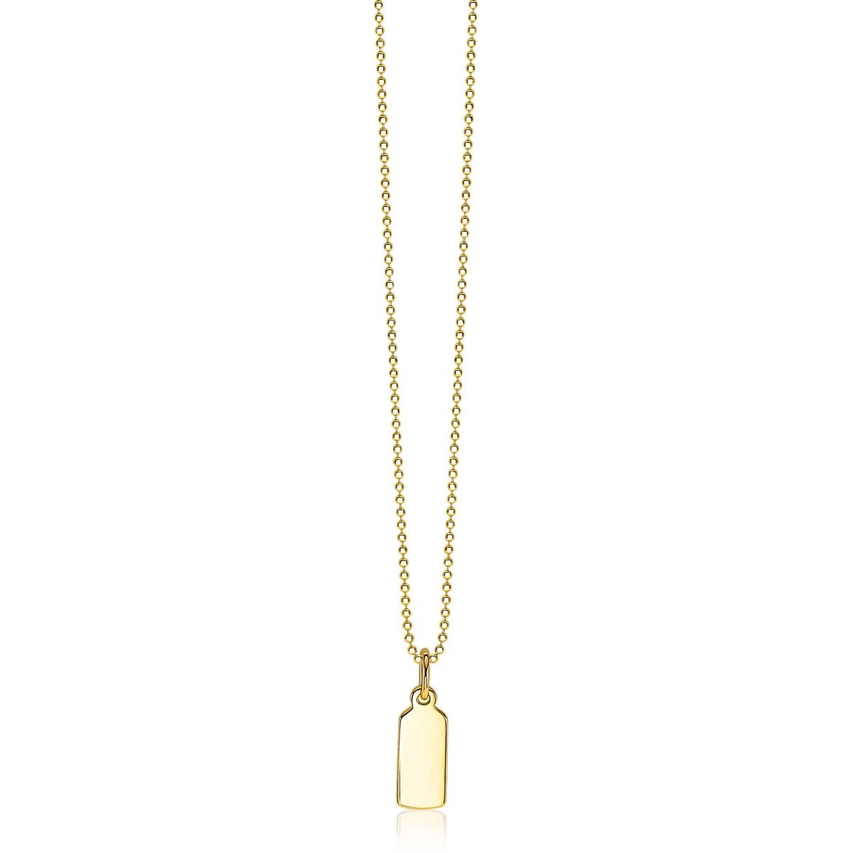 ZINZI Gold Plated Sterling Silver Pendant Flat Rectangle Bar ZIH2344G (excl. necklace)