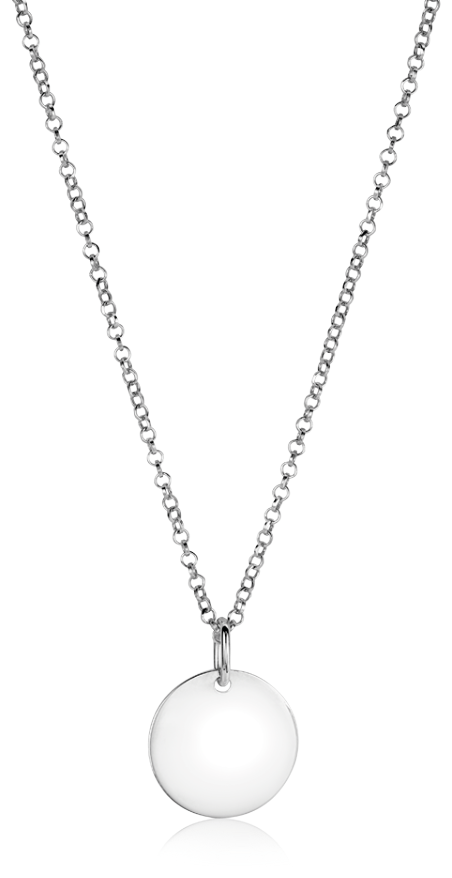15mm ZINZI Sterling Silver Pendant Shiny Coin to Engrave ZIH2345-15 (excl. necklace)