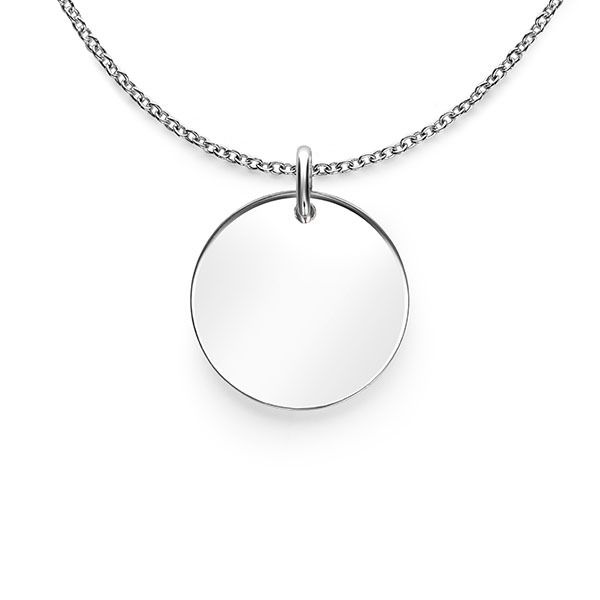 12mm ZINZI Sterling Silver Pendant Shiny Coin to Engrave ZIH2345-12 (excl. necklace)