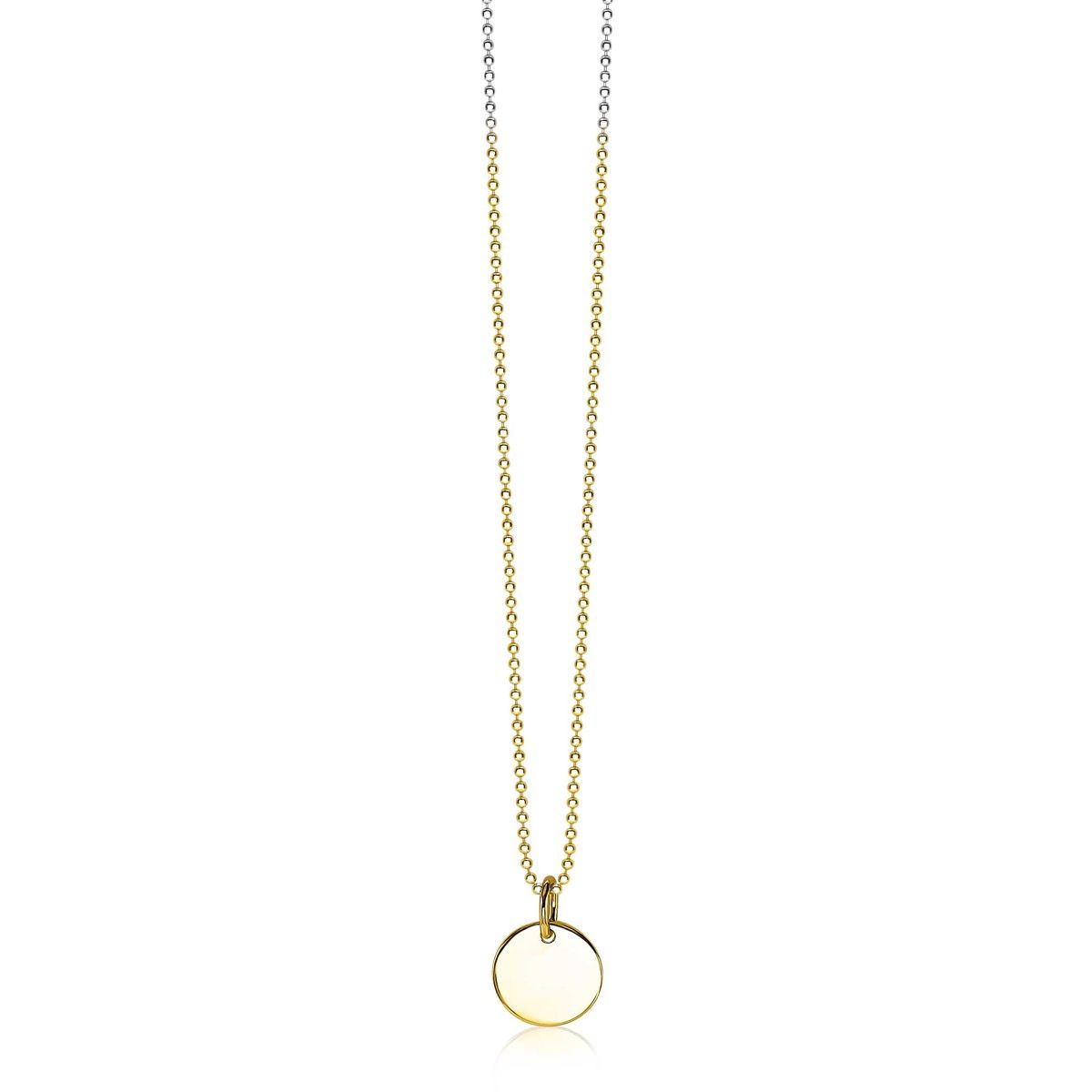 12mm ZINZI Gold Plated Sterling Silver Pendant Shiny Coin to Engrave ZIH2345G12 (excl. necklace)