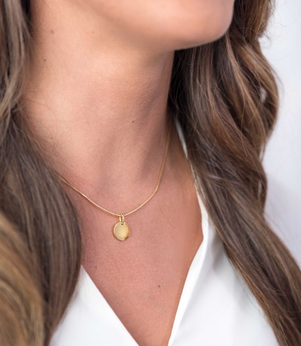 12mm ZINZI Gold Plated Sterling Silver Pendant Shiny Coin to Engrave ZIH2345G12 (excl. necklace)