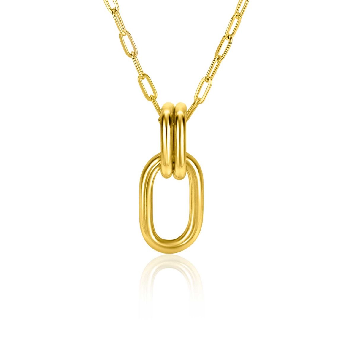 33mm ZINZI Gold Plated Sterling Silver Oval Pendant ZIH2350G (excl. necklace)