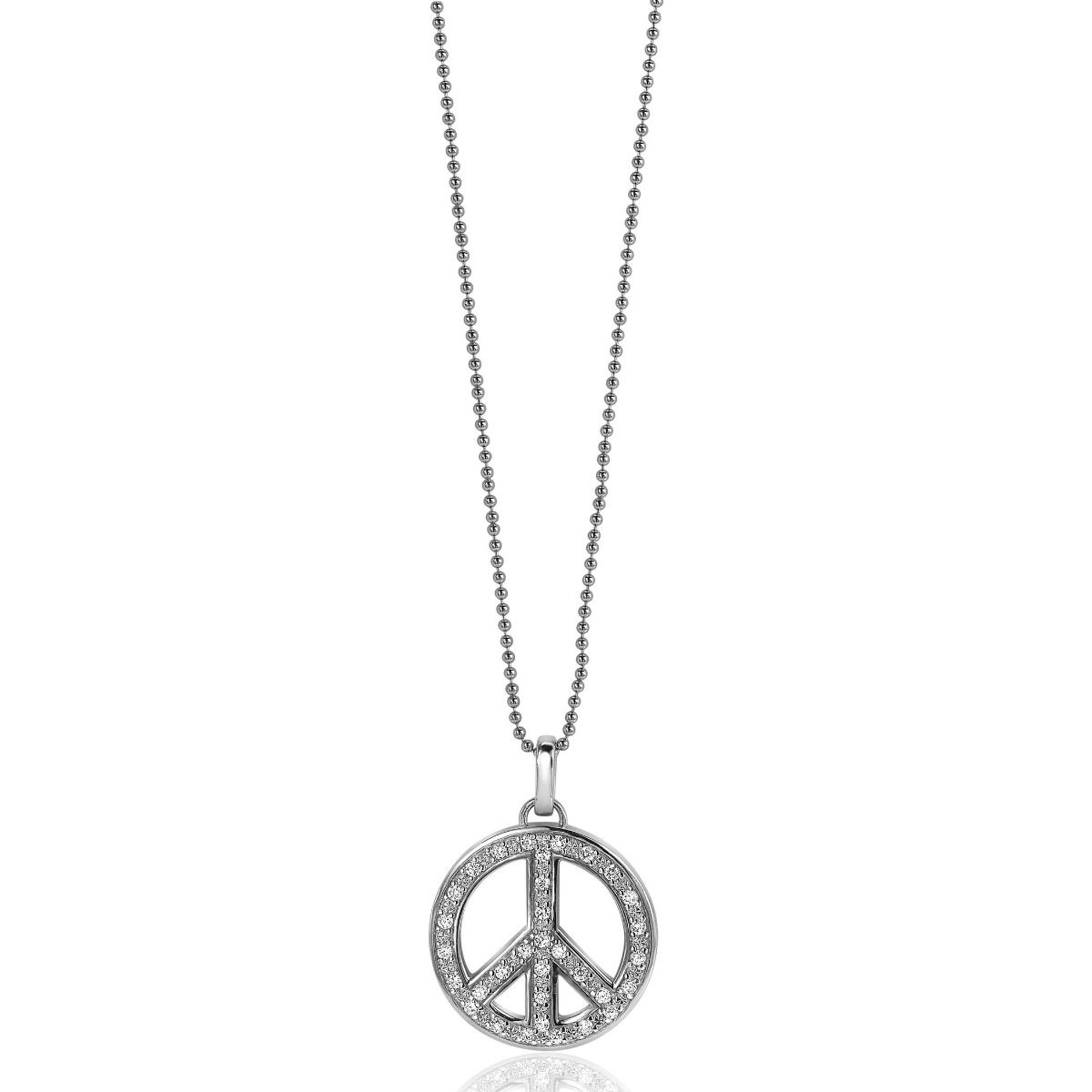ZINZI Sterling Silver Peace Pendant 22mm with White Zirconias ZIH662