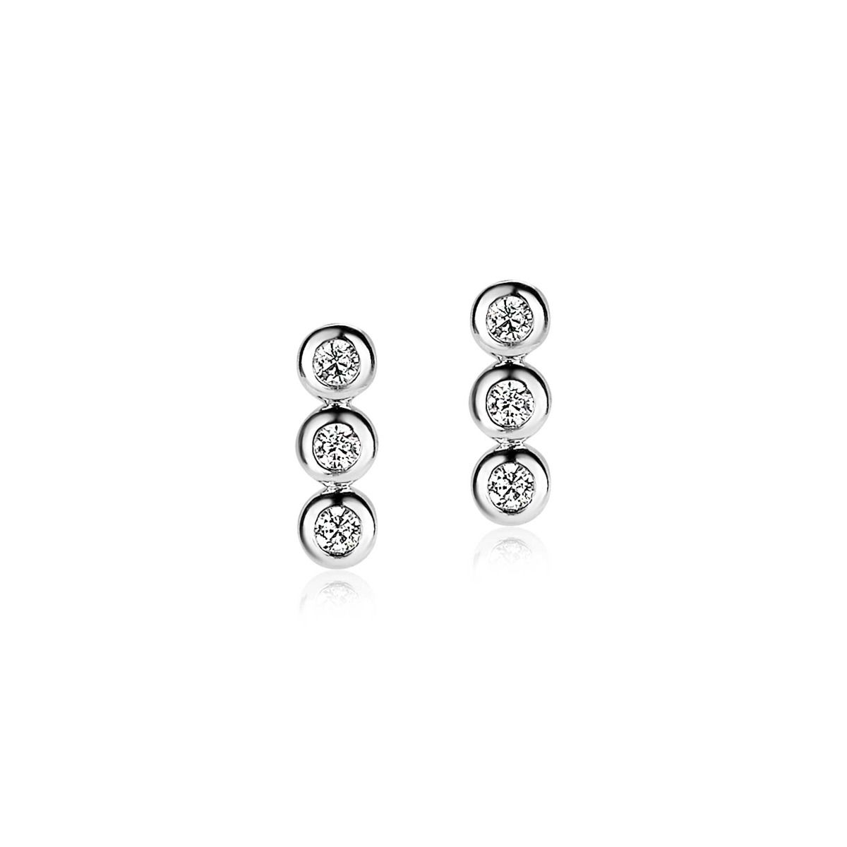 ZINZI Sterling Silver Stud Earrings 3x Round White ZIO1443