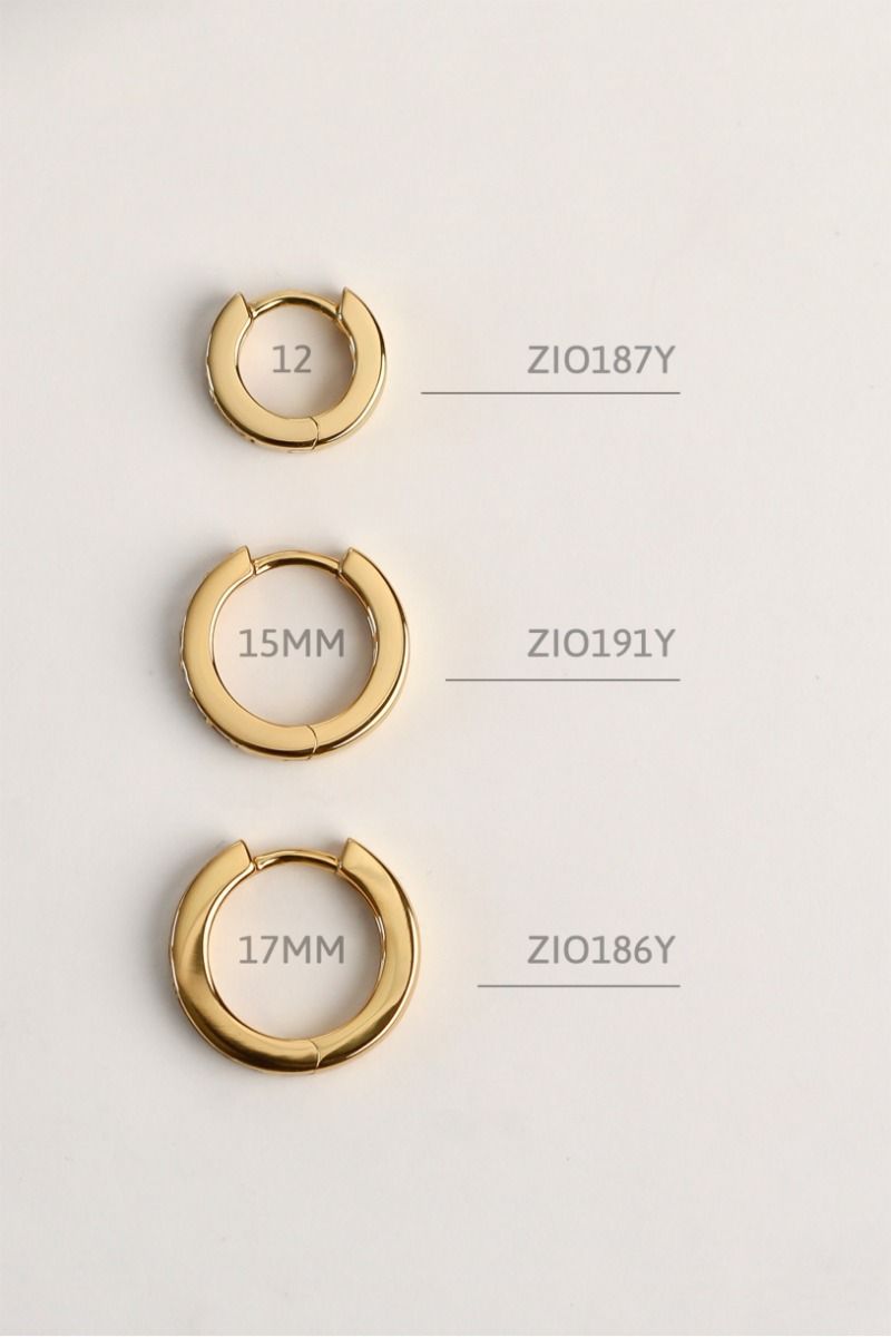 17mm ZINZI Gold Plated Sterling Silver Hoop Earrings White Zirconias 17x3mm ZIO186Y