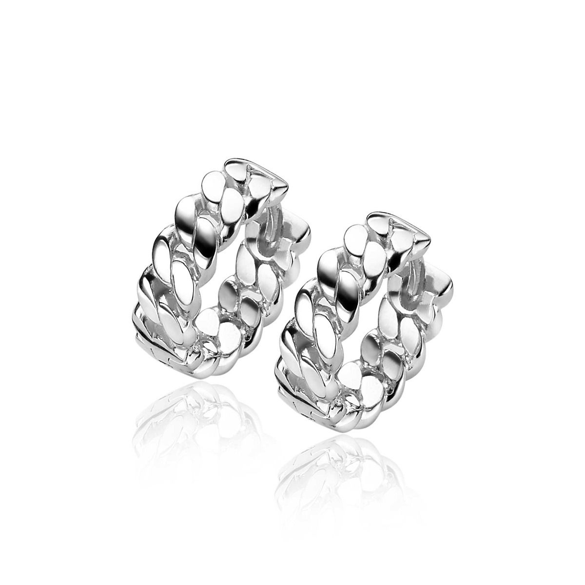13mm ZINZI Sterling Silver Hoop Earrings Curb Chain 13x4mm ZIO2117