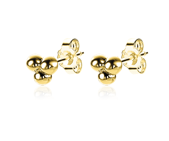 4mm ZINZI Gold Plated Sterling Silver Stud Earrings 3 Beads ZIO2169G