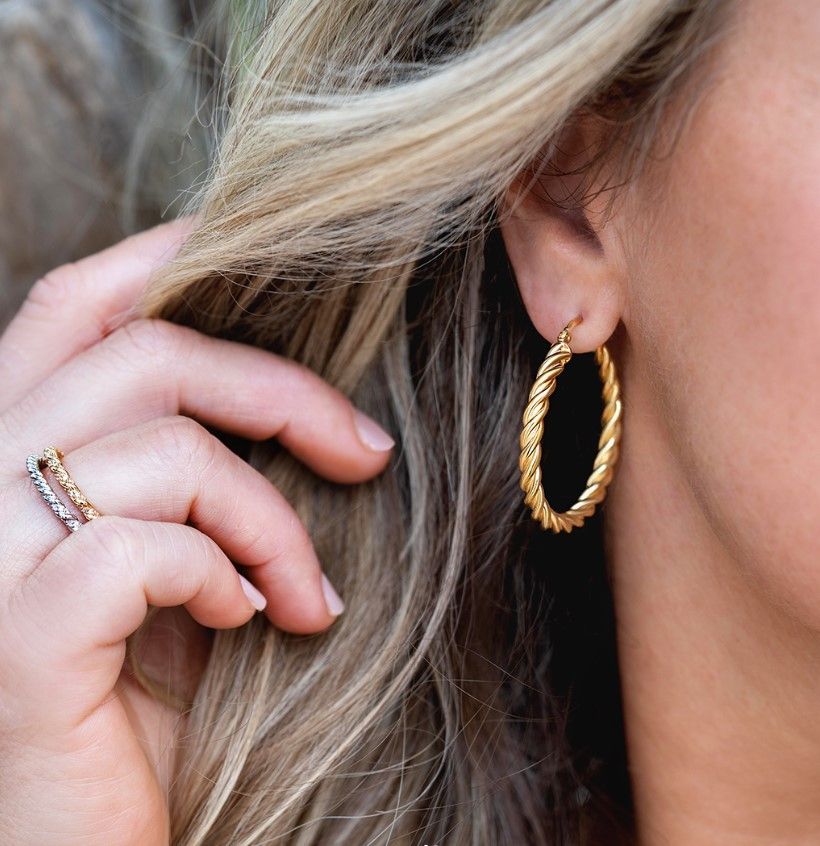 37mm ZINZI Gold Plated Sterling Silver Hoop Earrings with Twisted Tube width 4mm ZIO2282G
