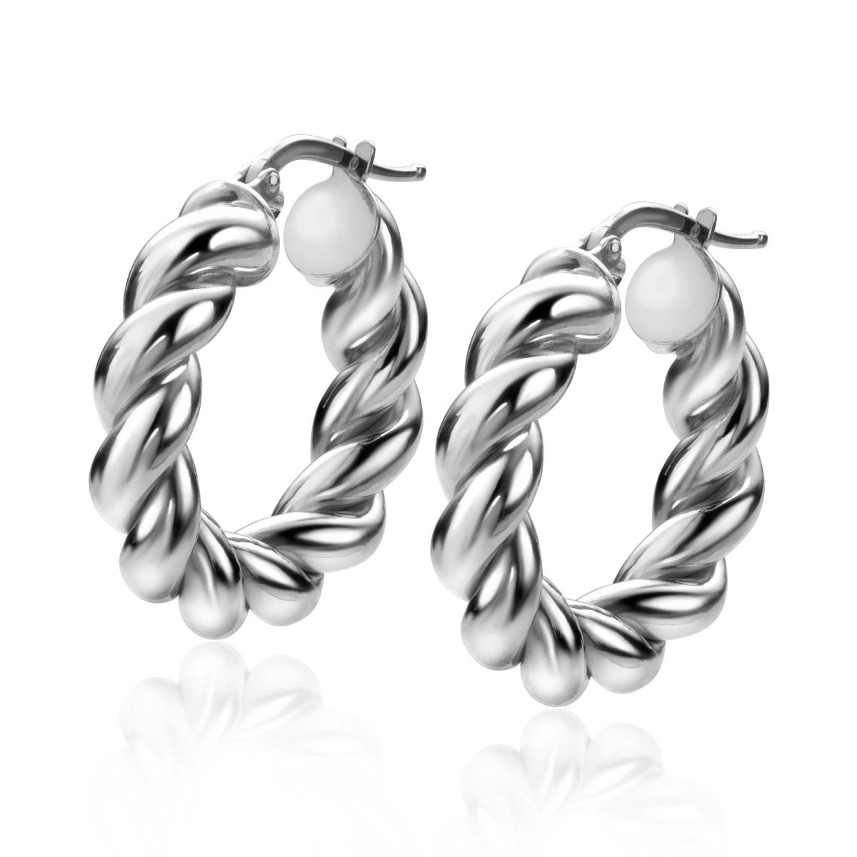 27mm ZINZI Sterling Silver Hoop Earrings with Twisted Tube width 6mm ZIO2283