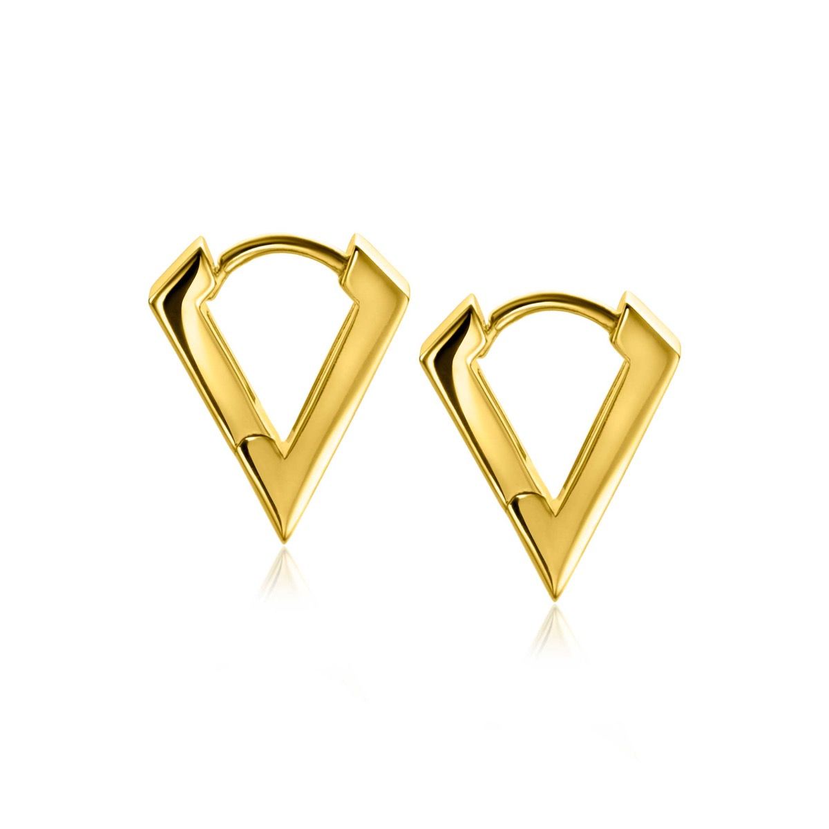 16mm ZINZI Gold Plated Sterling Silver Hoop Earrings Triangle Shape 16x3mm ZIO2318G
