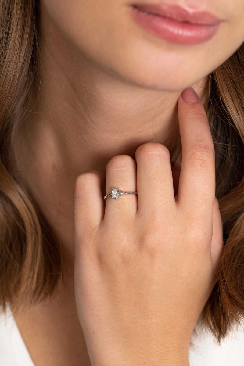 ZINZI Sterling Silver Ring Square and Baguette Zirconia ZIRBF11