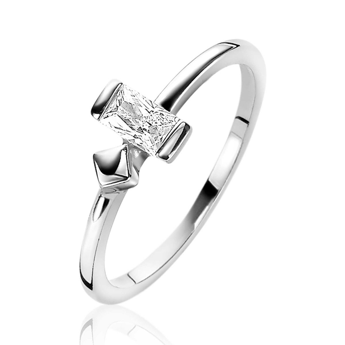 ZINZI Sterling Silver Ring Square and Baguette Zirconia ZIRBF11