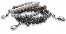 ZINZI Stretch Bracelet One-size Brown Pearls for Charms CH-A20B