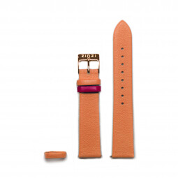 ZINZI Retro leren horlogeband oranje roségoudkleurige stalen sluiting 18mm RETBAND27