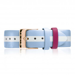 ZINZI Retro White Blue Striped Leather Strap 18mm RETBAND36