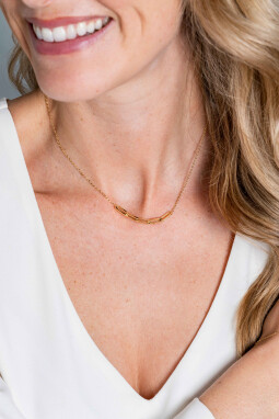 ZINZI Gold 14 krt gouden collier met vijf trendy paperclip-schakels van 4mm breed, lengte 40-45cm ZGC344