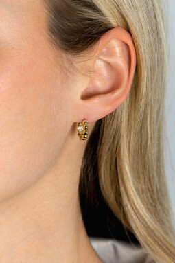 13mm ZINZI Gold 14 krt gouden oorringen met bolletjes design met luxe klapsluiting 13mm x 3,3mm buis ZGO432