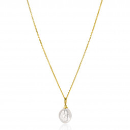ZINZI Gold 14 krt gouden hanger met witte parel 10mm in natuurlijke vorm ZGH405