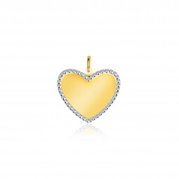 15mm ZINZI Gold 14 krt gouden hanger met glanzend hartje van 15mm en met chique witgouden parelrand ZGH364-15