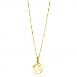 15mm ZINZI Gold 14 krt gouden hanger met wereldkaart ZGH474 (zonder ketting)
