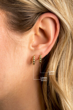 11mm ZINZI Gold 14 krt gouden oorringen met bolletjes design met luxe klapsluiting 11mm x 3,3mm buis ZGO431
