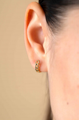 12mm ZINZI Gold 14 krt gouden oorstekers half rond gezet met gourmet schakels, 3mm breed ZGO375