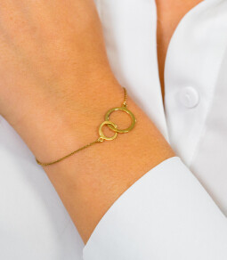 ZINZI 14K Gold Bracelet with 2 Connected Open Circles 18-20cm ZGA113