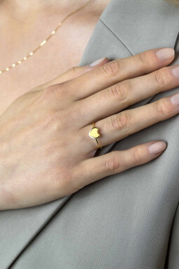 ZINZI Gold 14 karat gold ring with glossy heart ZGR486
