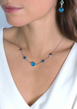 ZINZI Sterling Silver Fantasy Necklace Whiteh Colourful Stones