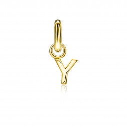 ZINZI Sterling Silver 14K Yellow Gold Plated Letter Ear Pendant Y (per piece)