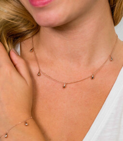 ZINZI zilveren ketting rosé verguld druppel 43cm ZIC1710R