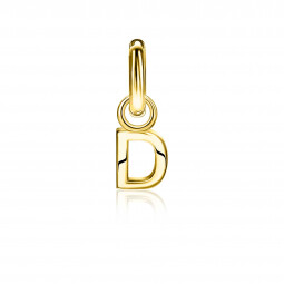 ZINZI Sterling Silver 14K Yellow Gold Plated Letter Ear Pendant D (per piece)