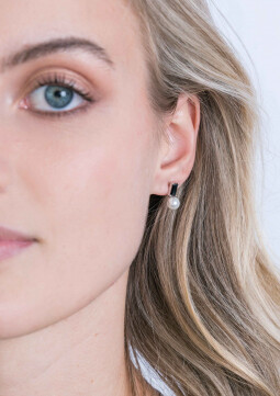 ZINZI Sterling Silver White Pearl Ear Studs Black