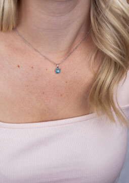 ZINZI zilveren hanger rond turquoise blauw ZIH2072T