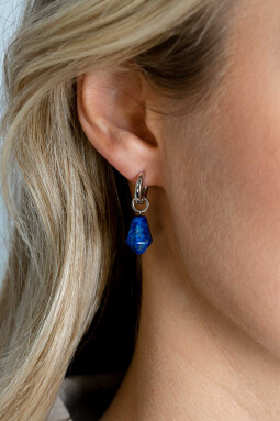 19mm ZINZI zilveren oorbedels in kegelvorm met lapis lazuli edelstenen ZICH2256L (zonder oorringen)