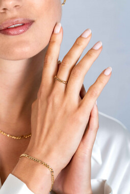 ZINZI gold plated zilveren aanschuifring met figaro schakel 3mm ZIR2291G