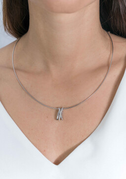 ZINZI Sterling Silver Luxury Cross-over Pendant 18mm Beads