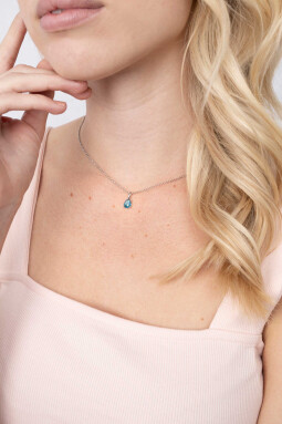 ZINZI zilveren hanger druppelvorm turquoise blauw ZIH2070T