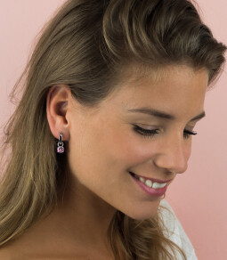 ZINZI zilveren oorbedels rond roze ZICH1300R (zonder oorringen)