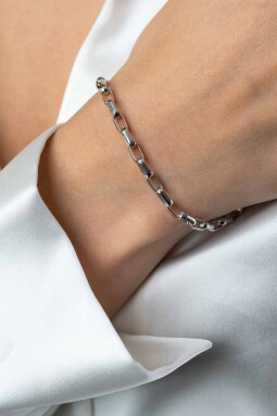 ZINZI Sterling Silver Chain Bracelet Rectangular Chain width 3,8mm 20cm ZIA2514