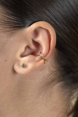 12,5mm ZINZI Gold Plated Sterling Silver Ear Cuff Crossover 5,5mm width (price per piece) ZIO-CUFF5G