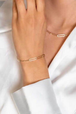 ZINZI Gold Plated Sterling Silver Bracelet with Multiple Paperclip Chains 16.5-19.5cm ZIA2361