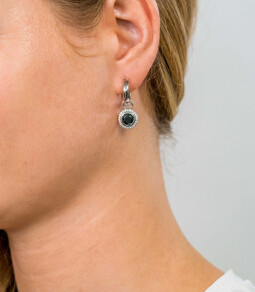 ZINZI zilveren oorbedels rond zwart 11mm ZICH1244Z (zonder oorringen)