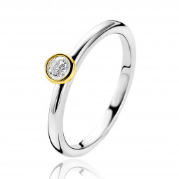 ZINZI Sterling Silver Ring Bicolor with White Zirconia ZIR1177Y