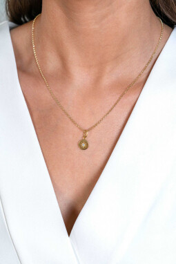 ZINZI gold plated zilveren hanger zon-motief witte zirconia rond 10mm ZIH1994G