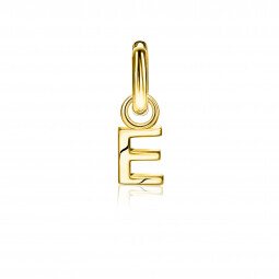 ZINZI Gold Plated Letter Earrings Pendant E price per piece ZICH2145E (excl. hoop earrings)